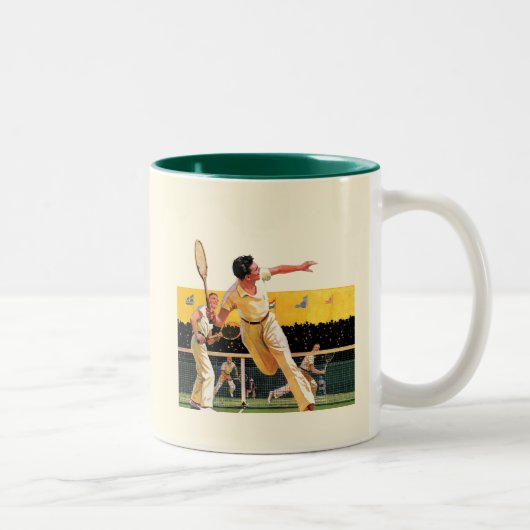 Tasse 2 Couleurs Match de tennis double (Droit)