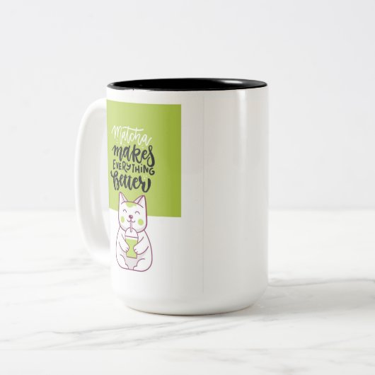 Tasse 2 Couleurs Matcha cat funny cup (Devant gauche)