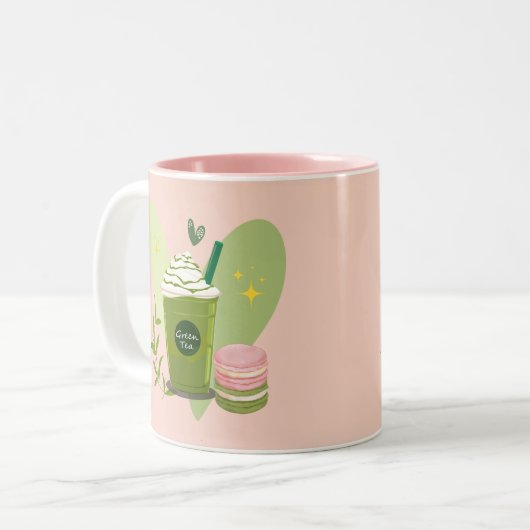 Tasse 2 Couleurs Matcha et Macarons (Devant gauche)