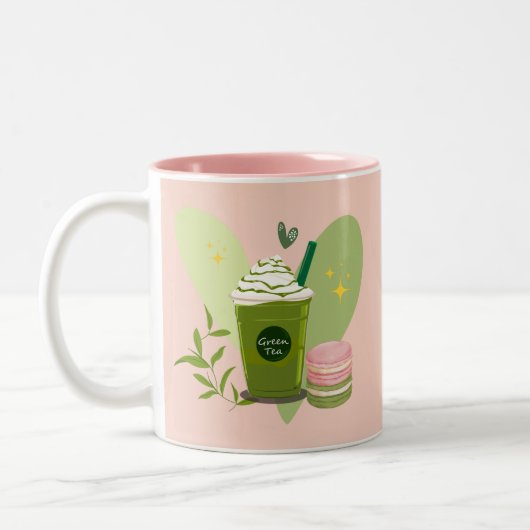 Tasse 2 Couleurs Matcha et Macarons (Gauche)