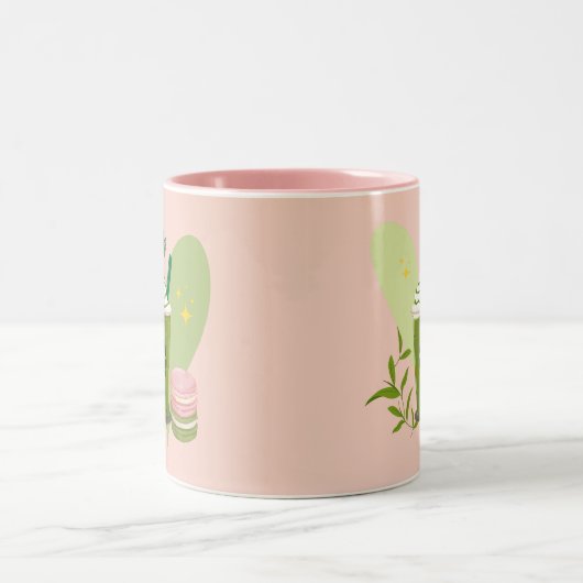 Tasse 2 Couleurs Matcha et Macarons (Centre)