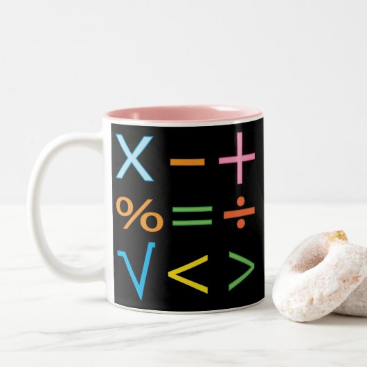 Tasse 2 Couleurs Mathématiques Symbole mathématique Math (Avec donut)