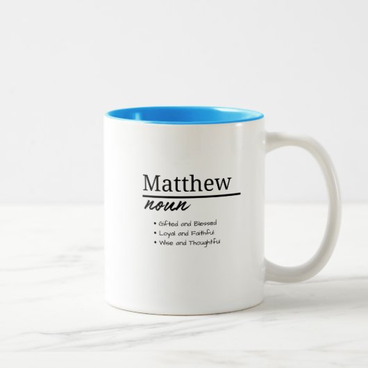 Tasse 2 Couleurs Matthew, Garçon Nom Personnalisé Définition Matthe (Droit)