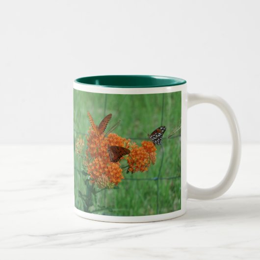Tasse 2 Couleurs Mauvaise herbe papillon (Droit)