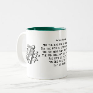 Tasse 2 Couleurs May The Road Rise Irish Blessing and Harp Custom