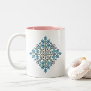 Tasse 2 Couleurs Médaillon Floral Symétrique Élégant