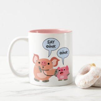 Tasse 2 Couleurs Médecin et patient du cochon de dessin mignon