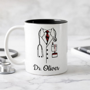 Tasse 2 Couleurs Médecin personnalisé – blouse médicale et stéthosc
