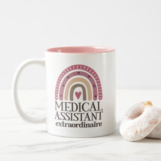 Tasse 2 Couleurs Médicale Assistant Appréciation Boho Arc-en-ciel (Avec donut)