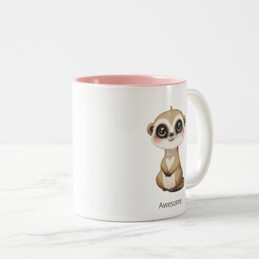 Tasse 2 Couleurs Meercat bébé mignon et texte personnalisé (Devant droit)