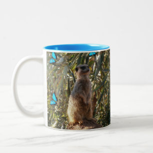 Tasse 2 Couleurs Meerkat Et Papillons Bleus,