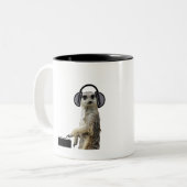Tasse 2 Couleurs Meerkat frais génial DJ (Devant gauche)