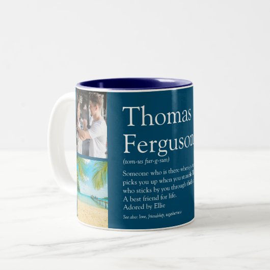 Tasse 2 Couleurs Meilleur ami BFF Définition Photo Collage Bleu (Devant gauche)