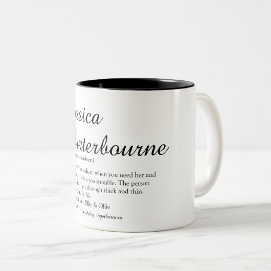 Tasse 2 Couleurs Meilleur Ami BFF Nom Définition Script chic (Devant droit)