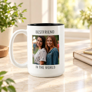 Tasse 2 Couleurs Meilleur ami dans le monde Photo personnalisée
