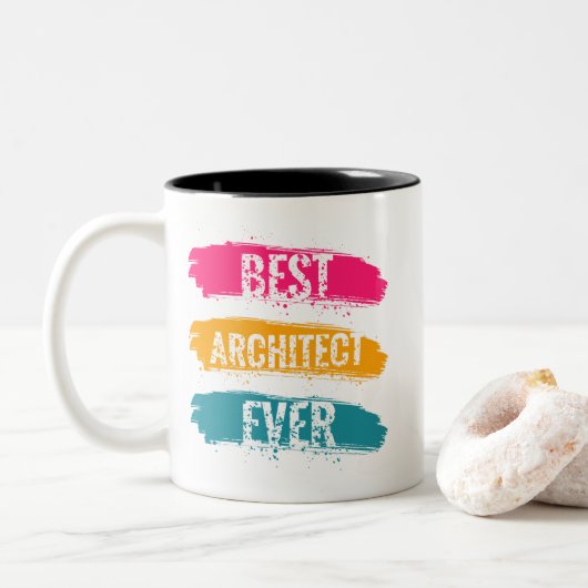 Tasse 2 Couleurs Meilleur architecte jamais (Avec donut)