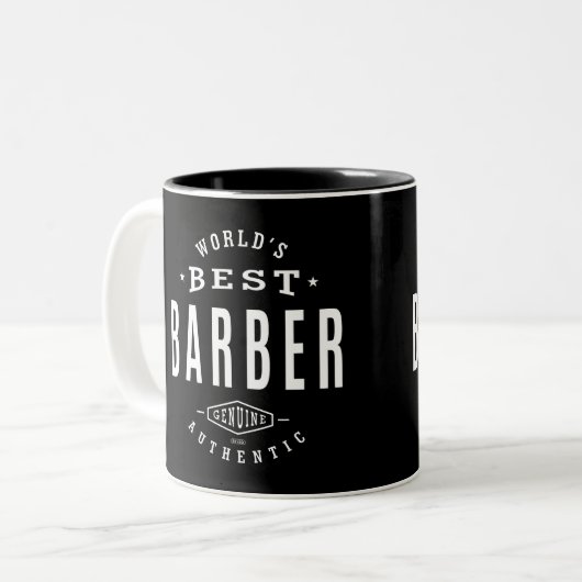 Tasse 2 Couleurs Meilleur Barbier du monde (Devant gauche)