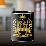 Tasse 2 Couleurs Meilleur Boss Noir et Or 5 étoiles du monde<br><div class="desc">Personnalisez pour le meilleur patron du monde pour créer un cadeau unique pour eux. Conçu par Thisisnotme©</div>