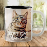 Tasse 2 Couleurs Meilleur Chat Maman toujours moderne personnalisée<br><div class="desc">Ce design simple et classique est composé de typographie serif et d'ajouter une photo personnalisée</div>
