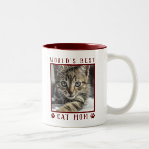 Tasse 2 Couleurs Meilleur Chat Mondial Maman Empreintes de pattes A