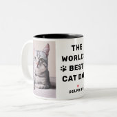 Tasse 2 Couleurs Meilleur Chat Papa Black Deux Photo Pet Lover (Devant gauche)