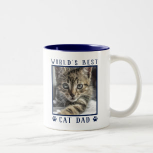 Tasse 2 Couleurs Meilleur Chat Papa Empreintes de pattes Photo Anim