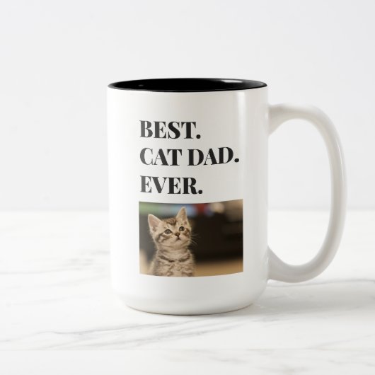Tasse 2 Couleurs Meilleur Chat Papa Jamais Photo (Droit)