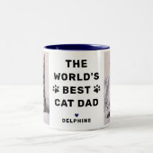 Tasse 2 Couleurs Meilleur Chat Papa Marine Deux Photo Pet Lover (Centre)