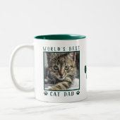 Tasse 2 Couleurs Meilleur Chat Papa Nom photo Empreintes de pattes  (Gauche)