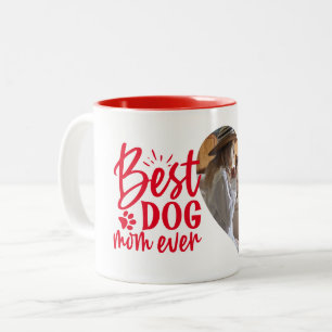 Tasse 2 Couleurs Meilleur Chien Maman Jamais Nom Animal Photo Rouge