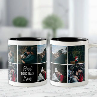Tasse 2 Couleurs Meilleur Chien Papa Jamais Personnalisé Photo Café