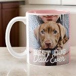 Tasse 2 Couleurs Meilleur Chien Papa Jamais une photo personnalisée<br><div class="desc">Ce design simple et classique est composé de typographie serif et d'ajouter une photo personnalisée</div>