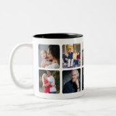 Tasse 2 Couleurs Meilleur DAD Ever Script Simple 9 Photo Collage (Gauche)