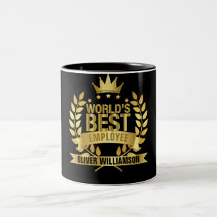 Tasse 2 Couleurs Meilleur Employé au Monde Noir et Or 5 Étoiles