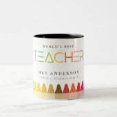 Tasse 2 Couleurs Meilleur enseignant du monde Cadeau Rainbow Crayon (Centre)