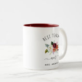 Tasse 2 Couleurs Meilleur enseignant jamais | Floral tendance Boho  (Devant droit)