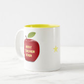 Tasse 2 Couleurs Meilleur enseignant jamais & Red Apple (Devant gauche)