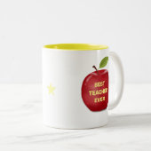Tasse 2 Couleurs Meilleur enseignant jamais & Red Apple (Devant droit)