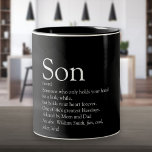 Tasse 2 Couleurs Meilleur Fils Définition Jour Noir et Blanc<br><div class="desc">Personnalisez votre fils ou votre hijo spécial pour créer un cadeau unique. Une façon parfaite de lui montrer à quel point il est extraordinaire chaque jour. Conçu par Thisisnotme©</div>