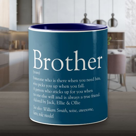Tasse 2 Couleurs Meilleur frère du monde Définition Amusante Bleue