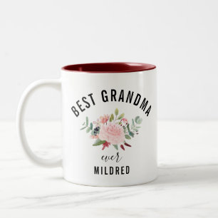 Tasse 2 Couleurs Meilleur grand-mère jamais aquarelle Floral Person