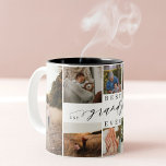 Tasse 2 Couleurs Meilleur Grand-Père Élégant Script 8 Photo Collage<br><div class="desc">Envoyez un beau cadeau personnalisé à votre grand-père qu'il chérira. Collage de photos de famille personnalisées spéciales pour afficher vos photos de famille et vos souvenirs spéciaux. Notre design comprend un design simple 8 photo collage grille avec "Best Grandpa Ever" conçu dans un beau style manuscrit noir script & serif...</div>