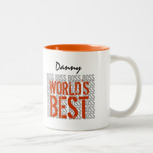 Tasse 2 Couleurs Meilleur Grunge Boss du monde Lettering Nom person