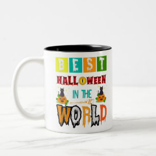 Tasse 2 Couleurs Meilleur Halloween Au Monde Avec Chat Citrouille