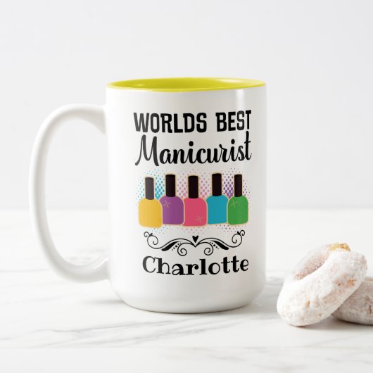 Tasse 2 Couleurs Meilleur manucure au monde (Avec donut)