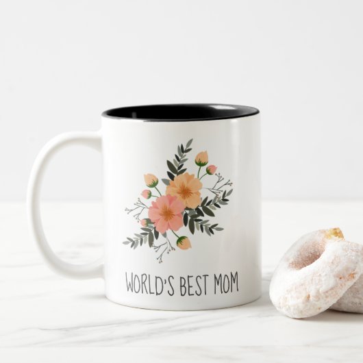 Tasse 2 Couleurs Meilleur message personnalisé maman du monde Joli  (Avec donut)