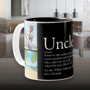 Tasse 2 Couleurs Meilleur Oncle Cool Fun Moderne Collage Photo