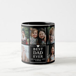Tasse 2 Couleurs Meilleur Papa Actuel Collage 7-Photos & Noms Deux-