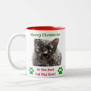 Tasse 2 Couleurs Meilleur papa chat de Noël Photo de compagnie