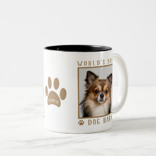 Tasse 2 Couleurs Meilleur Papa Chien du Monde Empreinte de Patte No
